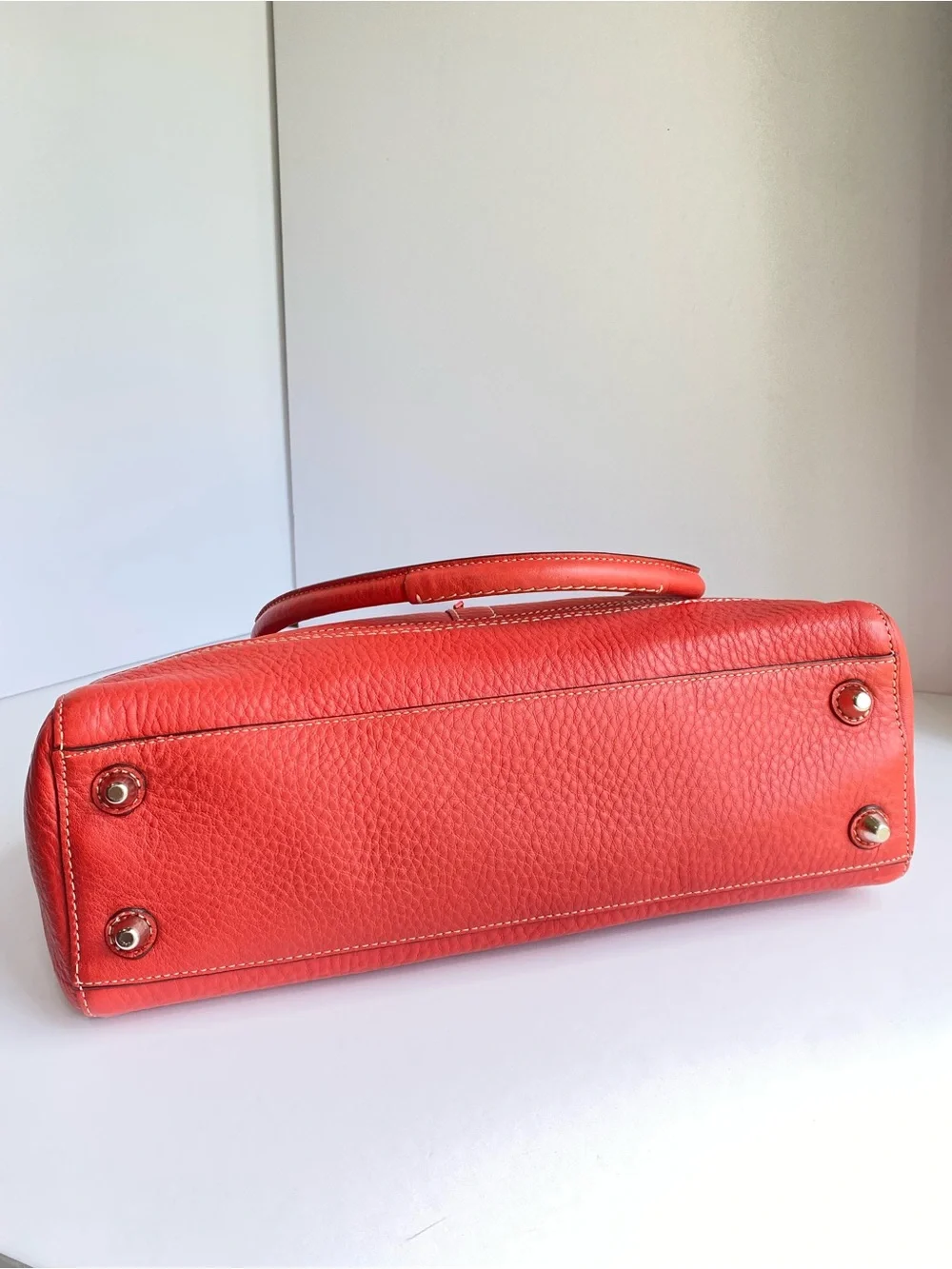 Coach Hamilton Braided Belted Leather Carryall in Coral Salmon